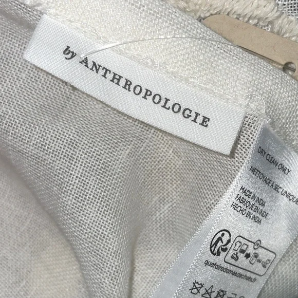 Anthropologie Embroidered Manette Cotton Linen Sheer Café Curtains, Set of 2 - Picture 3 of 8